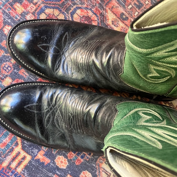 Olathe cowboy boots black/ green M8.5/W10 - Picture 2 of 9
